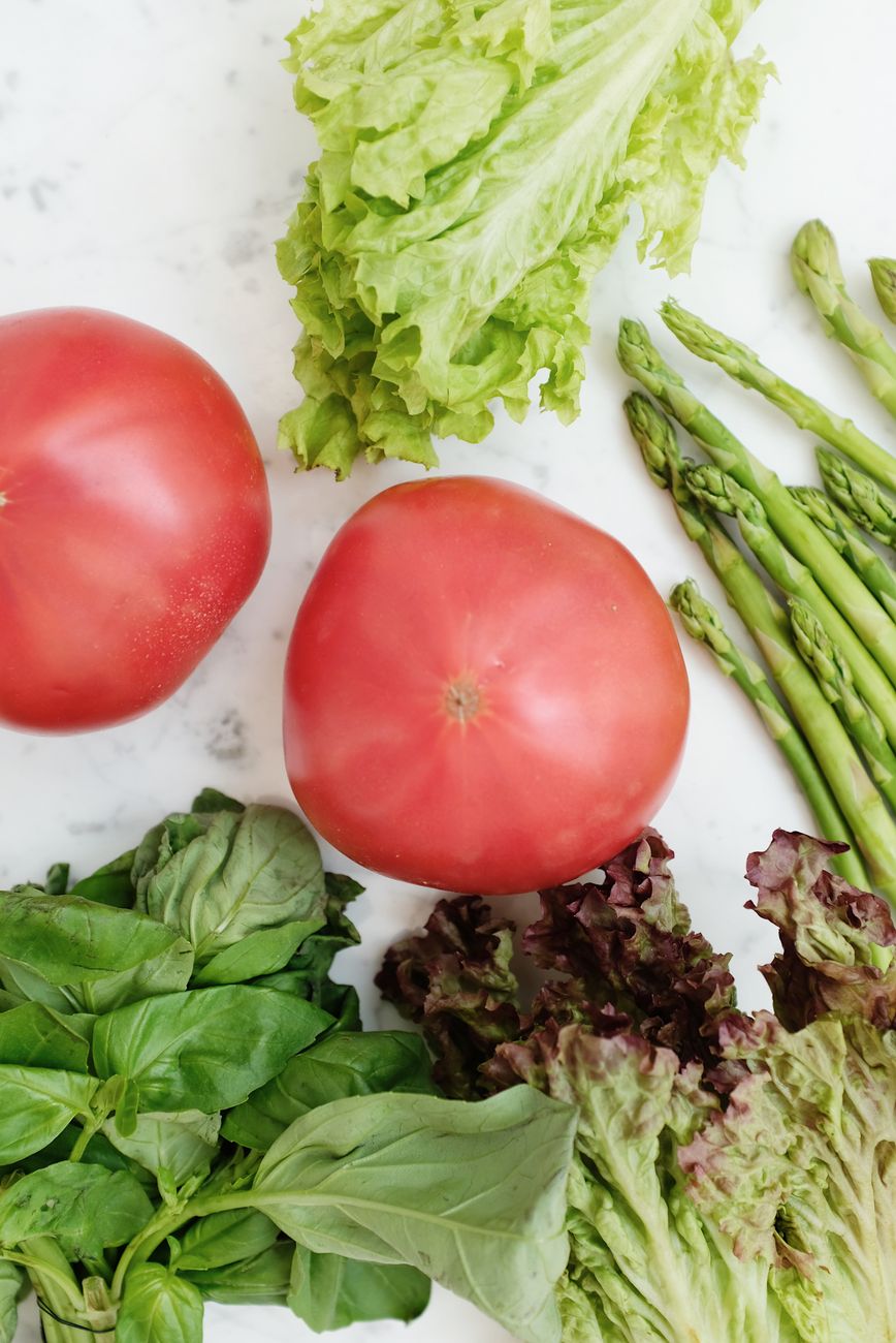 Healthy metabolic ingredients arranged on marble kitchen